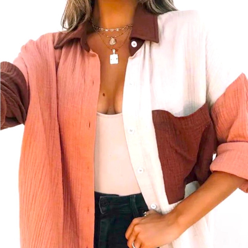Multi Colored Button Down Top